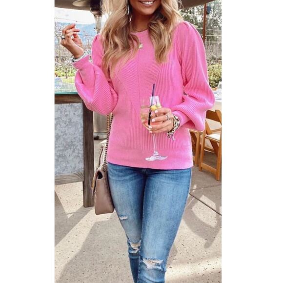 Vici Pink Bubble Over Ribbed Knit Sweater size Small - Picture 8 of 8